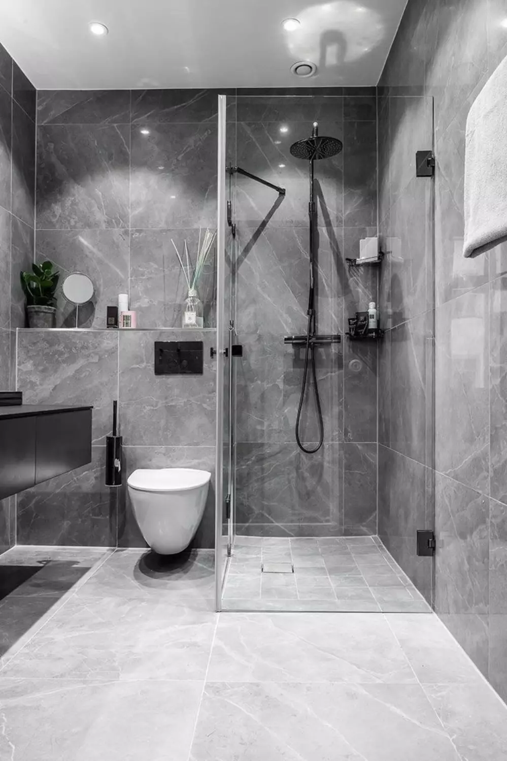 Double vanity bathroom with his and hers sinks and spacious countertop - Doncaster ensuite