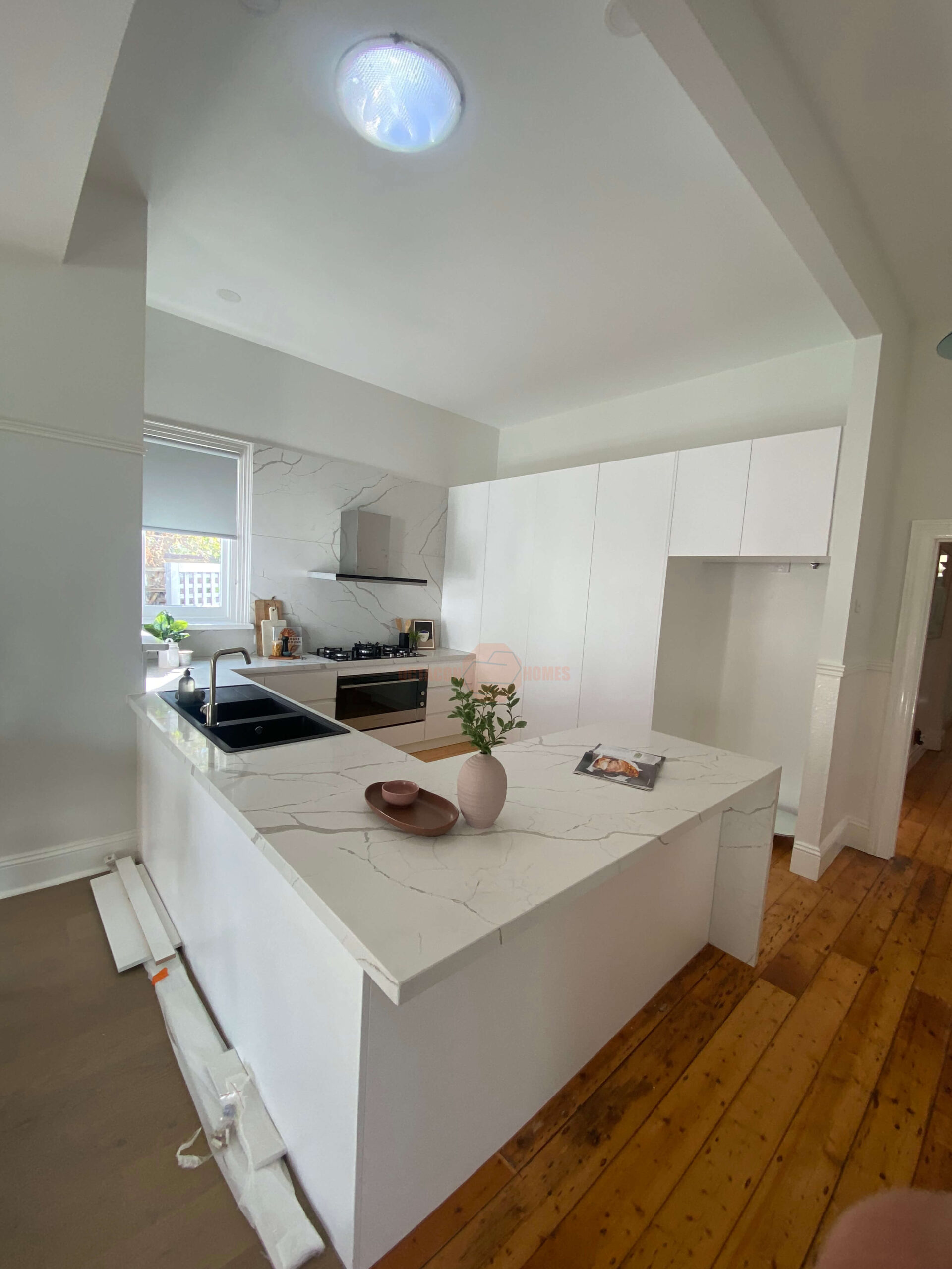 Kitchen renovation with home extension and professional painting in Balwyn