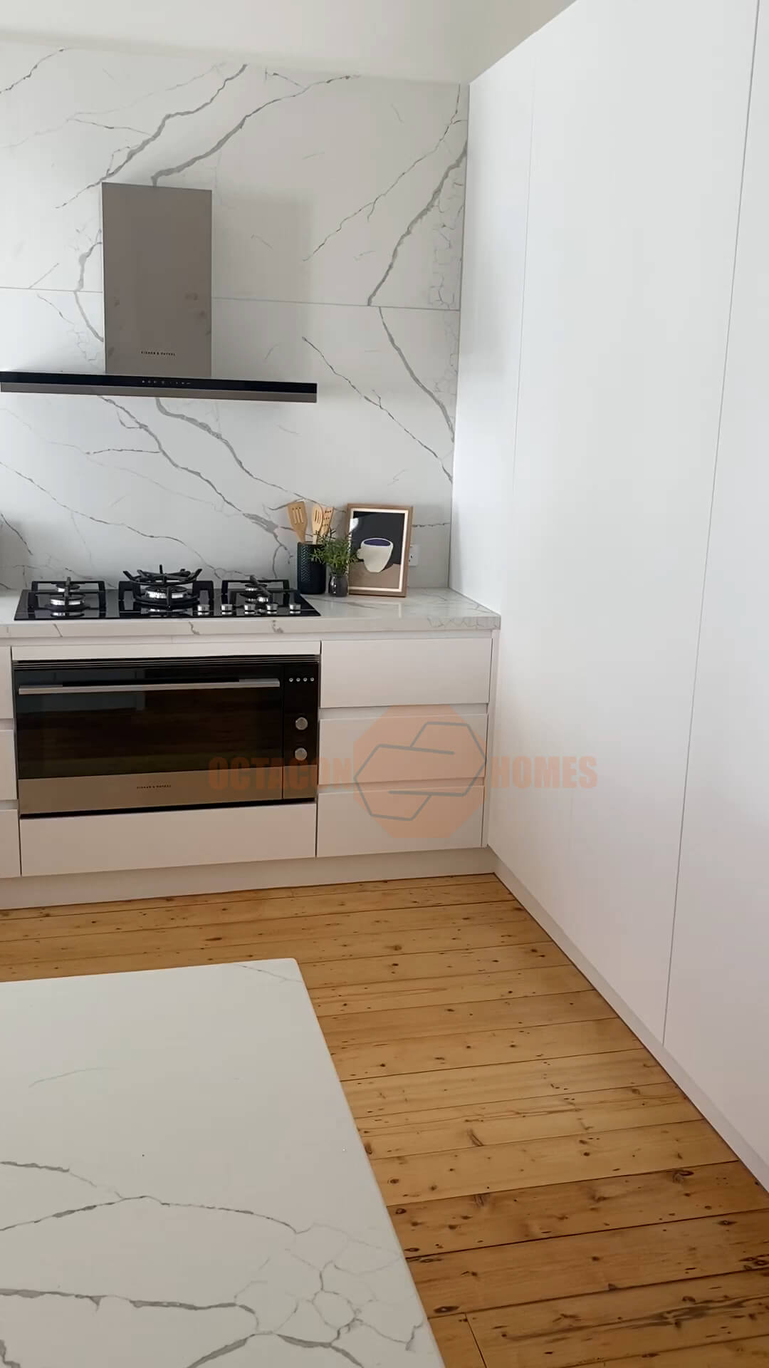 Built-in gas appliances with oven installed in Melbourne kitchen renovation